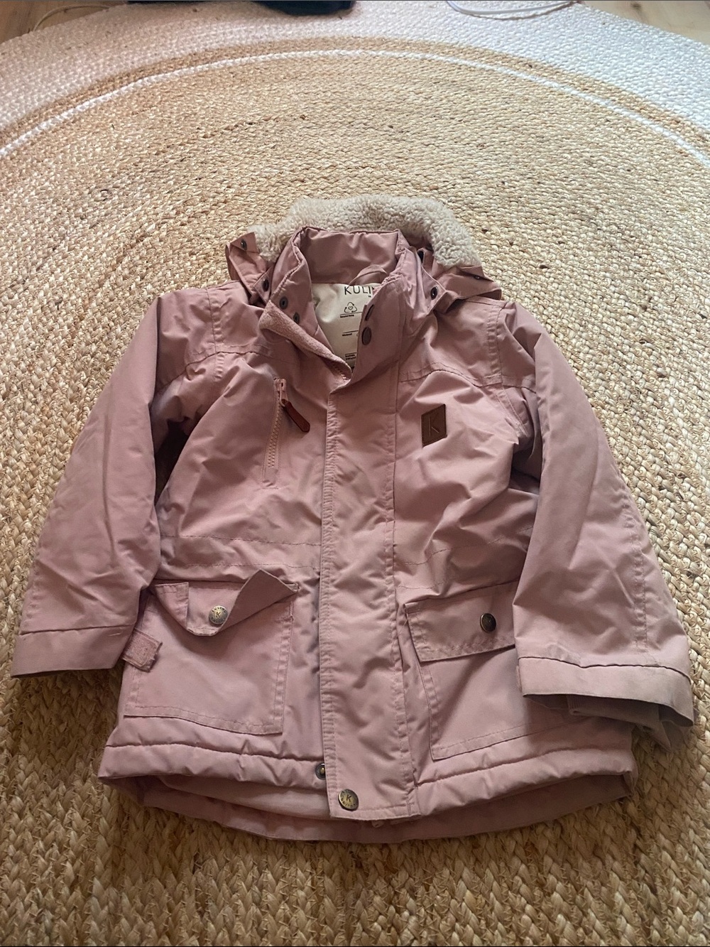 Kuling Kids Hooded Puffer Jacket in Dusty Rose, size 98